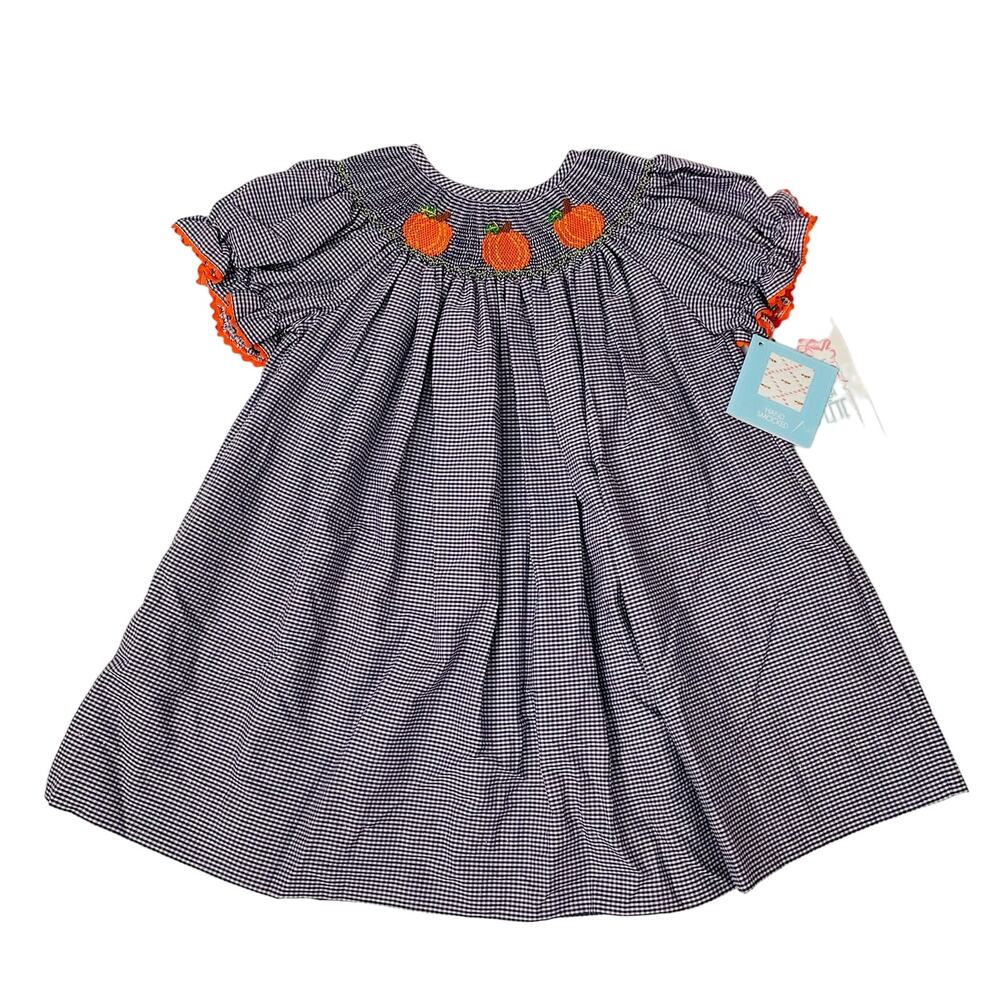NWT Vive La Fete 24M Purple Pumpkin Smocked Dress